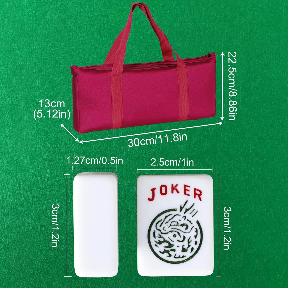 Genérico Jetons de Mahjong - Jeu complet avec 166 jetons, comprend règles, dés et jetons, taille portable pour apprendre et jouer à la maison, pour adultes, personnes âgées et débutants