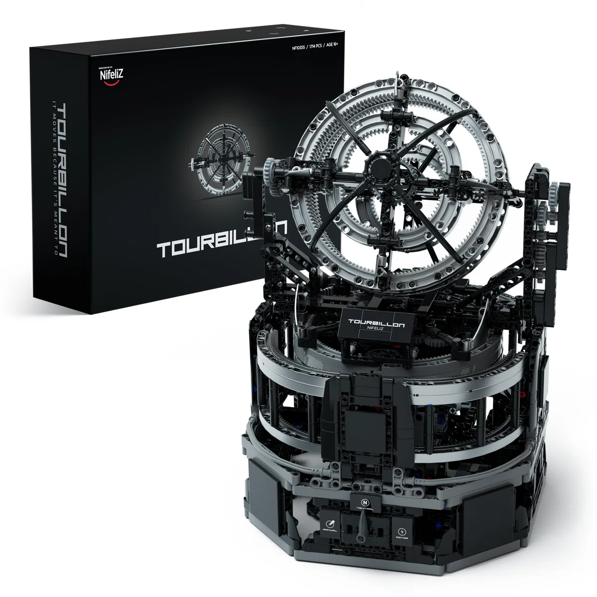 Nifeliz Kit de Construction Technique Tourbillon, Modèle de la Série Moteur pour Collectionneurs, Kit d'Exposition Scientifique pour Adultes, Cadeau de Décoration pour la Maison ou Le Bureau, NF10355