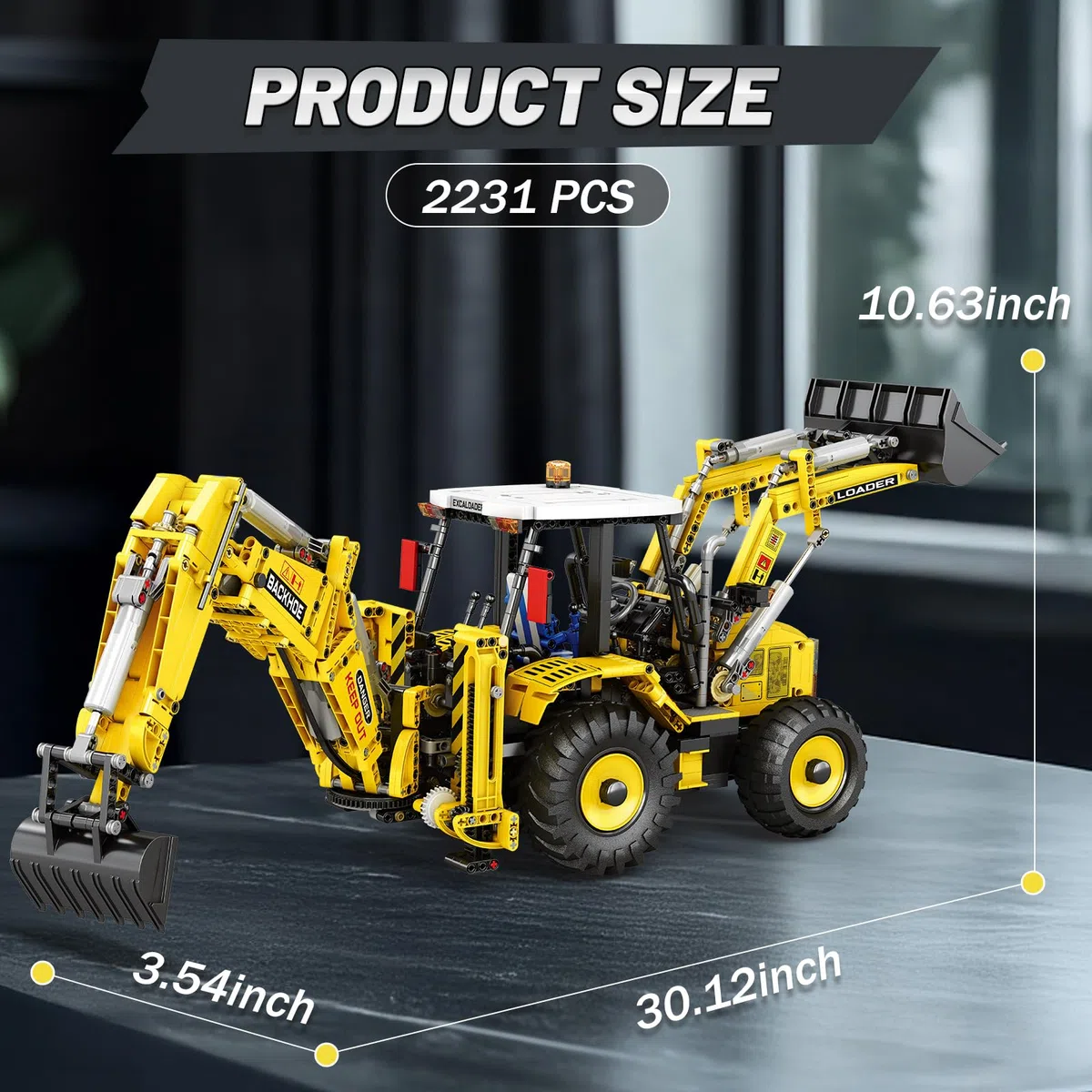 Reobrix Set de Construction Chargeuse Pelleteuse, 22018 Kit de Blocs de Construction 2 en 1 Excavatrice et Bulldozer télécommandé, Modèle de véhicule de Chantier de 2231 pièces Jouet de Construction
