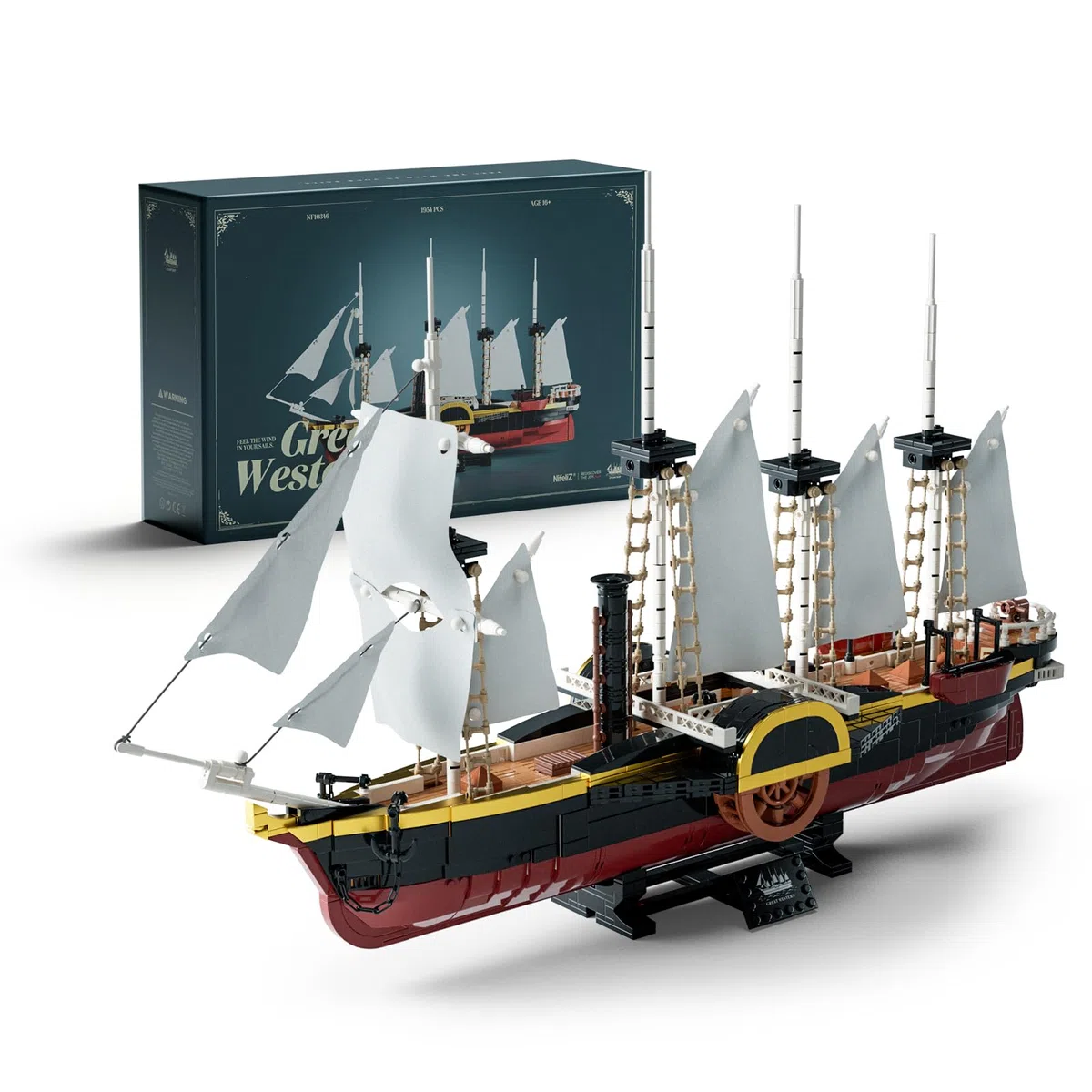 Nifeliz Kit de Construction du Navire à Vapeur Great Western pour Adultes, Pièce de Collection pour Exposition, Cadeau pour les Passionnés de Navires (1 948 Pièces, NF10346)