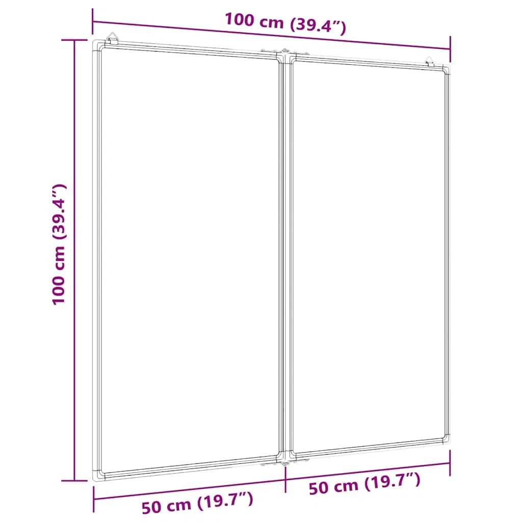 Tableau Blanc magnétique Pliable 100x100 cm Aluminium avec Cadre Robuste Surface Lisse pour Bureau école Maison Affichage et présentation