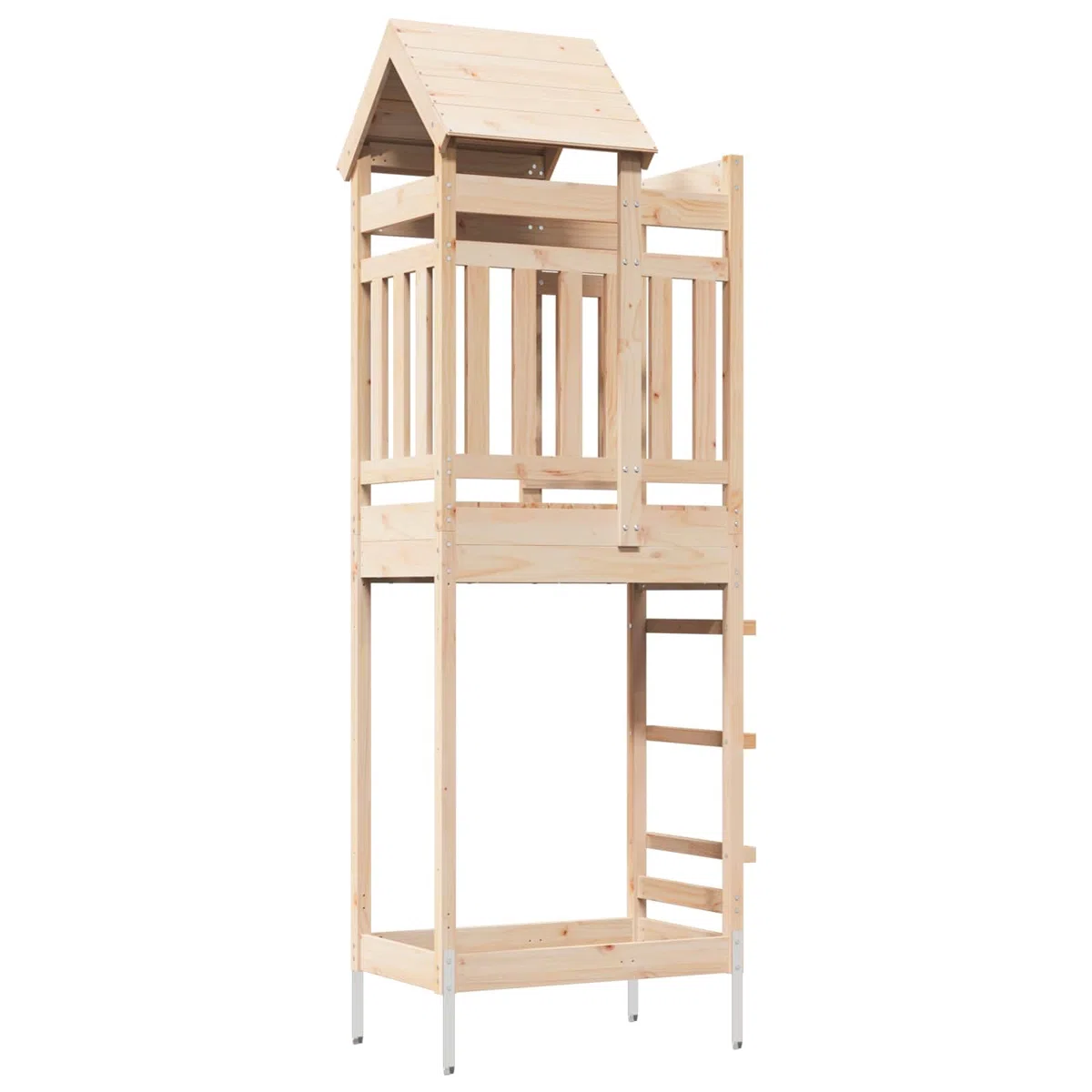 Tour de Jeu en pin Massif Marron 85 x 52,5 x 238 cm pour extérieur Jardin, Structure d'activités pour Enfants, cabane, Toboggan, balançoire, Escalade, Maison, Cadeau été