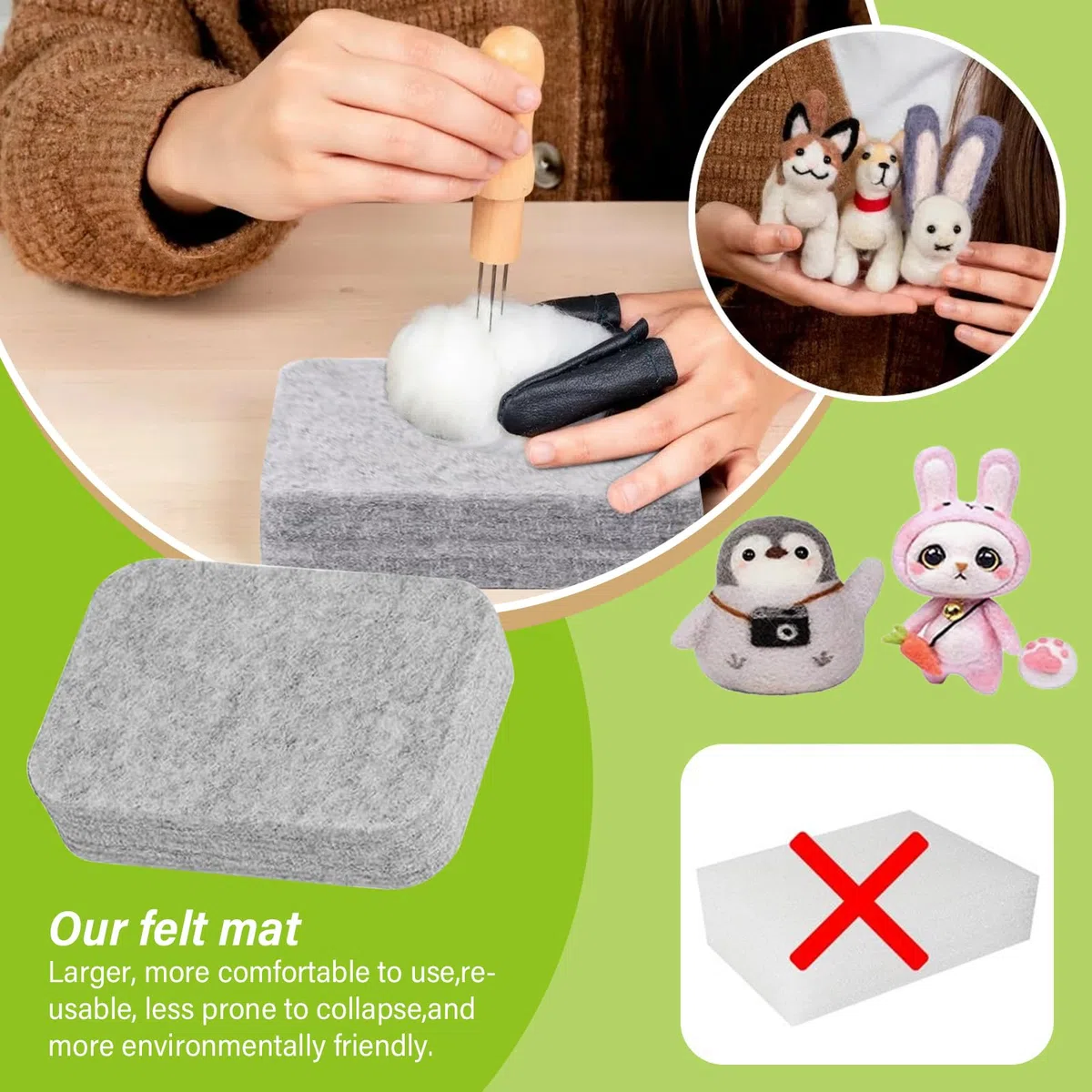Kit de feutrage aiguilleté avec laine feutrée pour feutrage à sec en 24 couleurs, kit de démarrage pour débutants, aiguilles à feutrer, outils, boîte de rangement et instructions pour le bricolage
