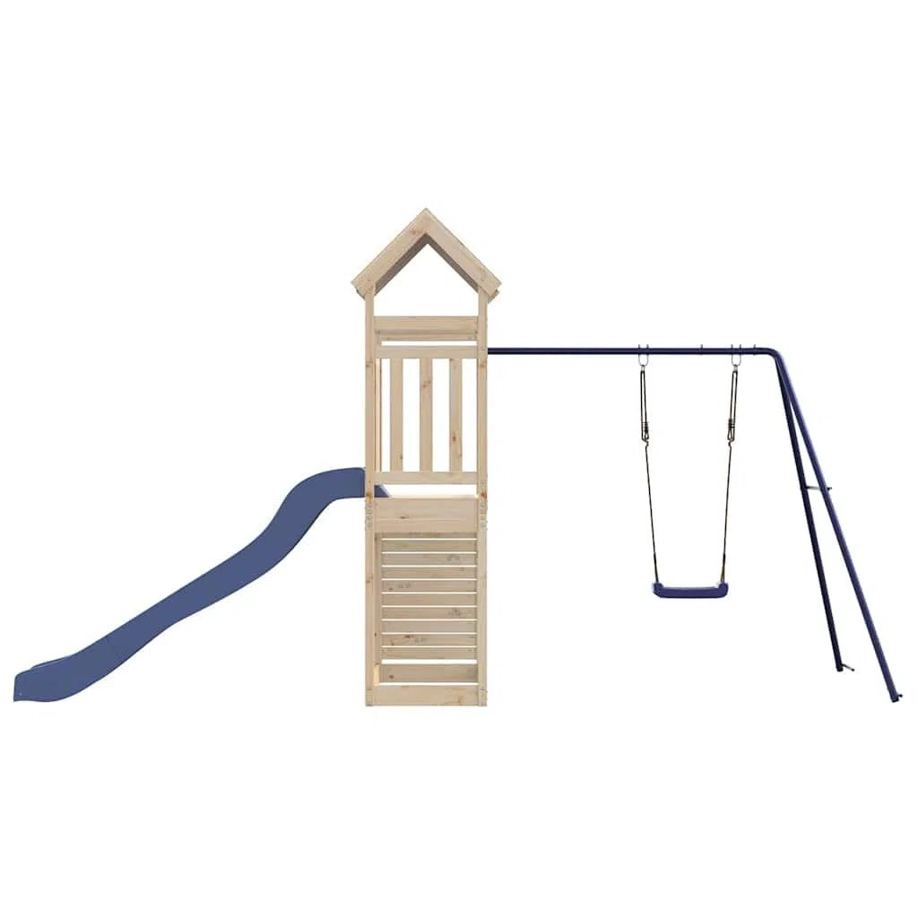 Aire de Jeux d'extérieur en Bois de pin Massif pour Enfants avec balançoire Toboggan cabane Maison Structure de Parc de Jardin pour activité motrice Enfant 3-8 Ans