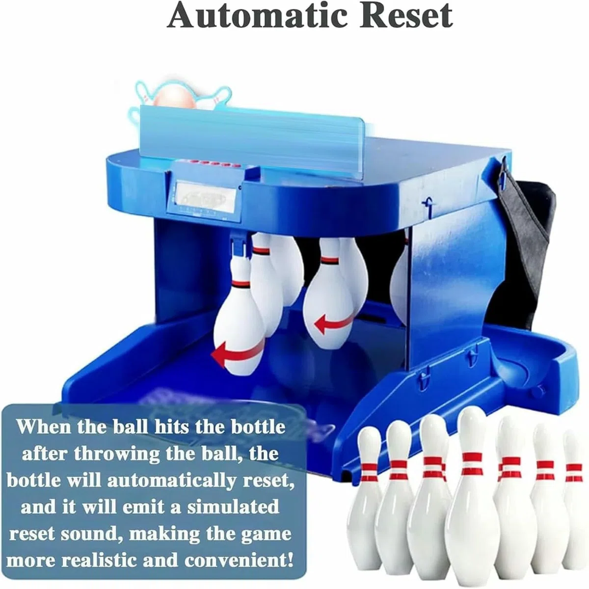 Bowling Set Kids, Bowling Chest pour La Maison, Le Jeu Électronique De Bowling, La Console De Jeu De Sport De Bowling Intérieur, Réinitialisation Automatique/Éclairage/Simulation Sound Effet