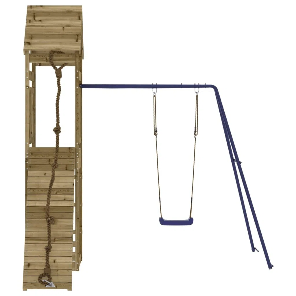 Aire de Jeux d'extérieur en Bois de pin imprégné pour Enfants de 3 à 8 Ans avec balançoire, Mur d'escalade, bac à Sable et cabane en Bois Robuste pour Jardin
