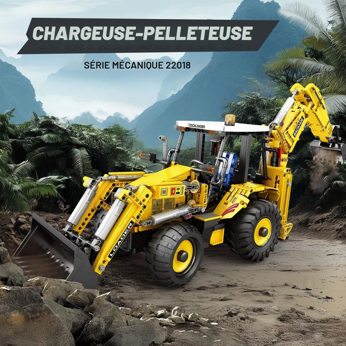 Reobrix Set de Construction Chargeuse Pelleteuse, 22018 Kit de Blocs de Construction 2 en 1 Excavatrice et Bulldozer télécommandé, Modèle de véhicule de Chantier de 2231 pièces Jouet de Construction