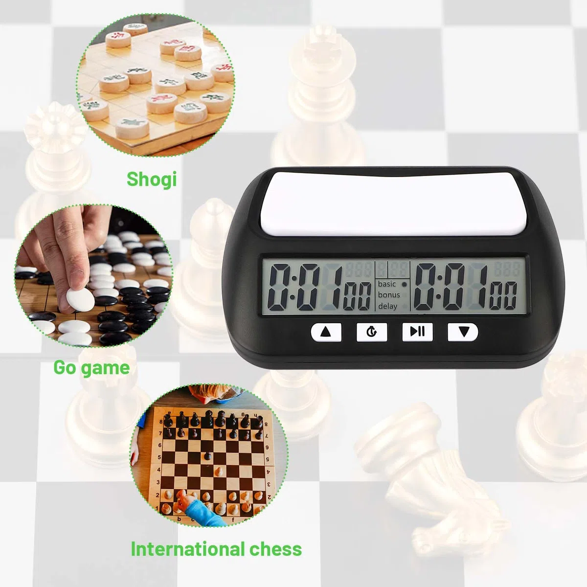 Mkitnvy D'échecs Horloge D'échecs Numérique Professionnelle avec Alarme Portable avec Fonctions De Base, De Retard Et De Temps Positif pour Maison et Tournois