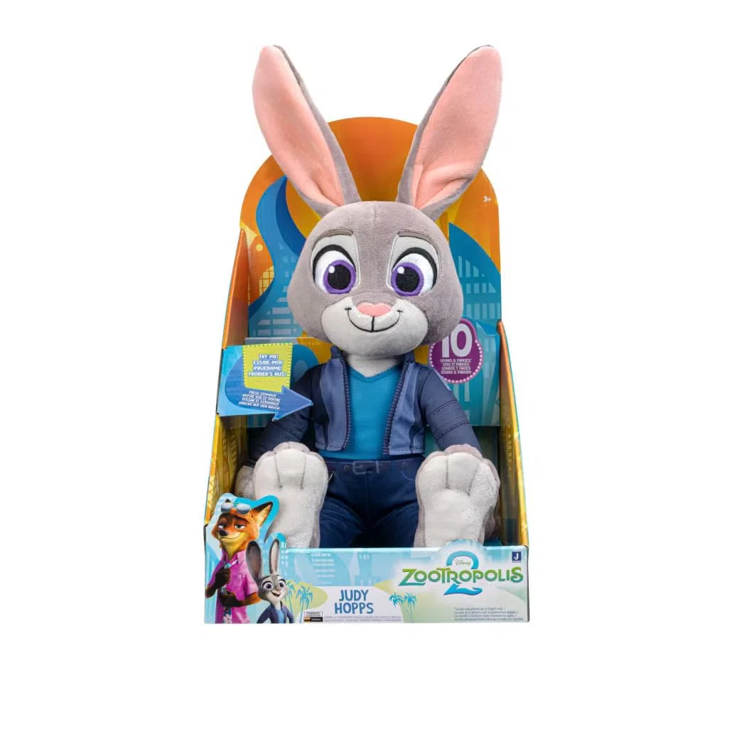 Disney Peluche Judy Hopps de Zootropolis 2 de 35,6 cm – Plus de 10 sons et phrases – Jouets en peluche pour enfants et enfants d'âge préscolaire – À partir de 3 ans