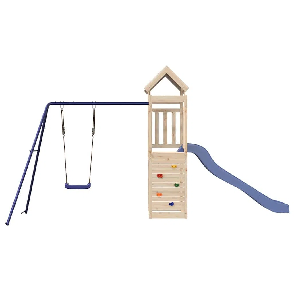 Aire de Jeux d'extérieur en Bois de pin Massif pour Enfants avec balançoire Toboggan cabane Maison Structure de Parc de Jardin pour activité motrice Enfant 3-8 Ans