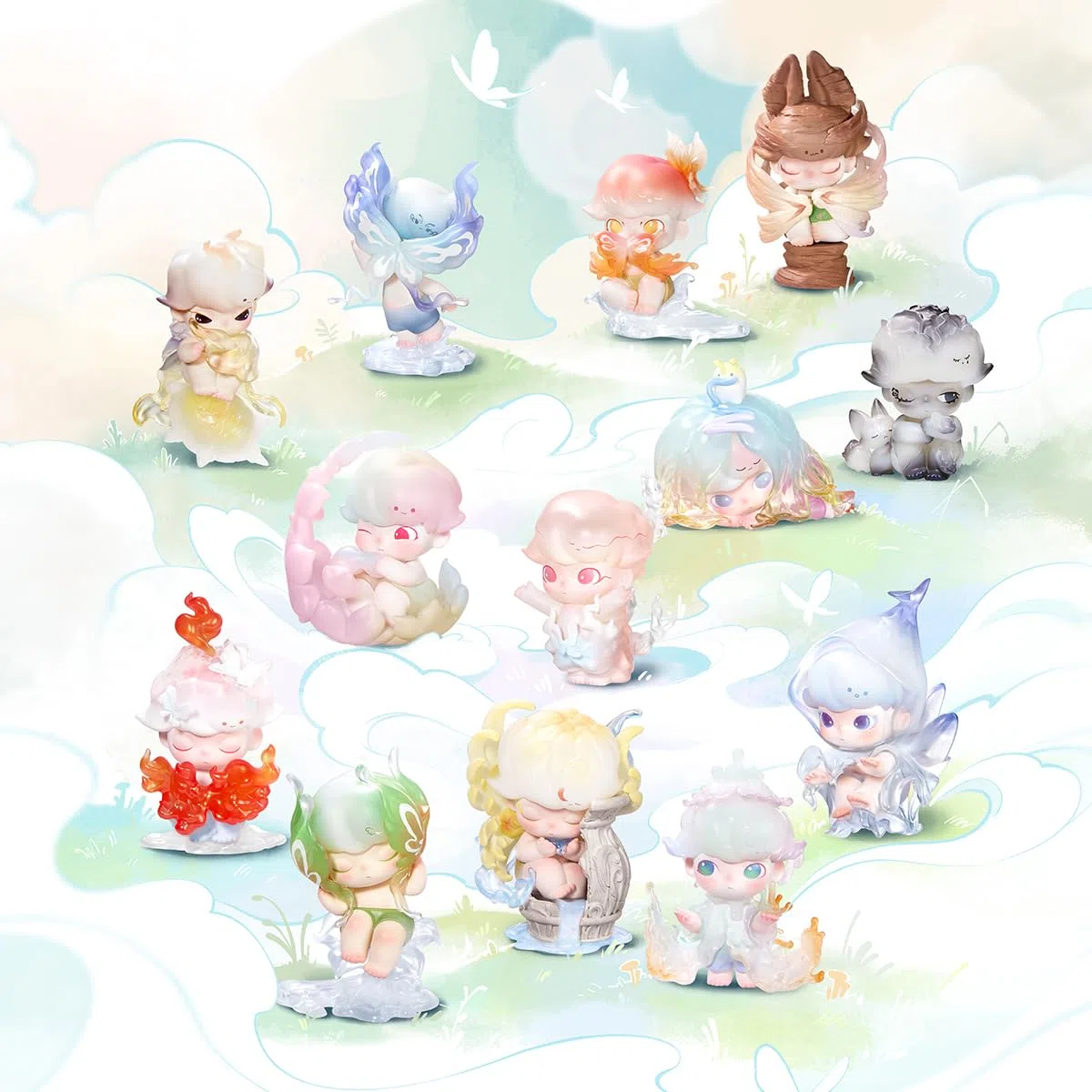 POP MART DIMOO Shapes in Nature Series Figures Pop d’Action Figurines Anime de Jouet Figure à Collectionner Cadeaux Créatifs Whole Set