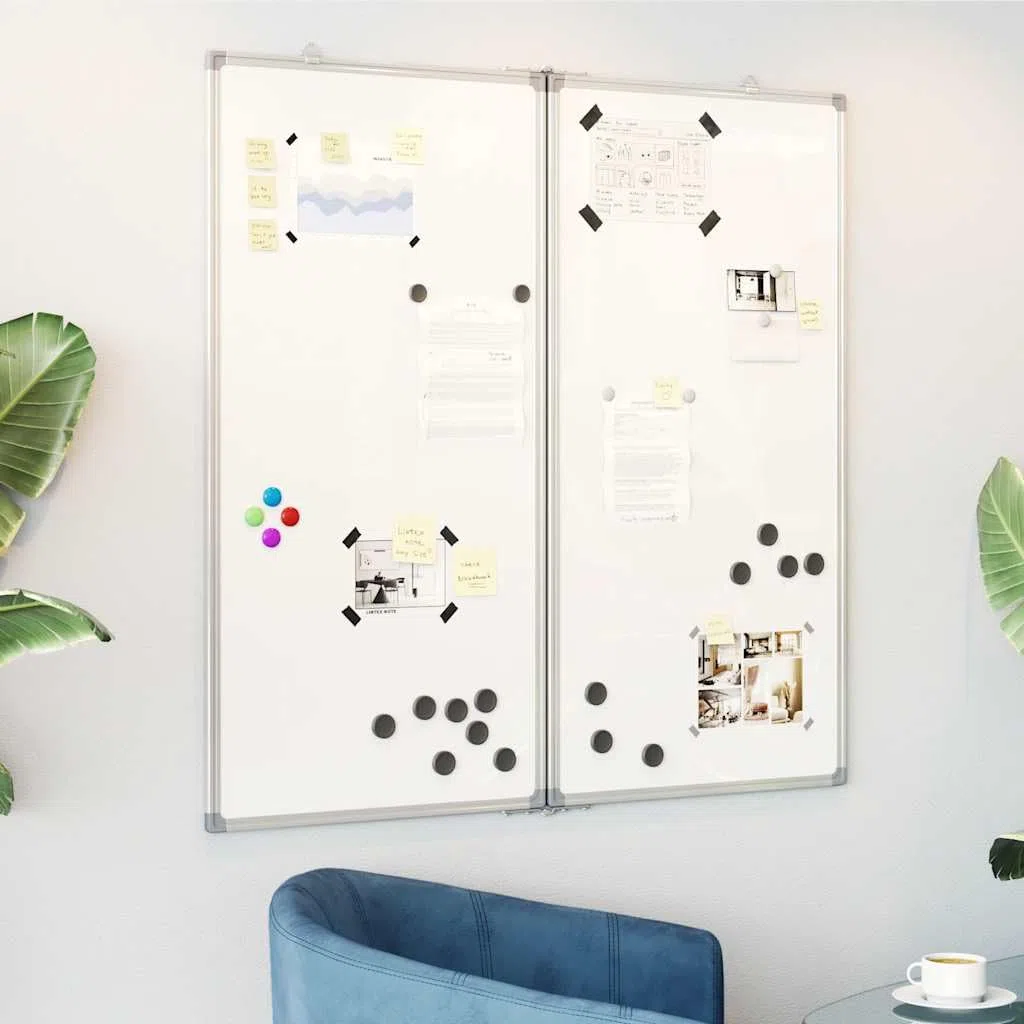 Tableau Blanc magnétique Pliable 100x100 cm Aluminium avec Cadre Robuste Surface Lisse pour Bureau école Maison Affichage et présentation