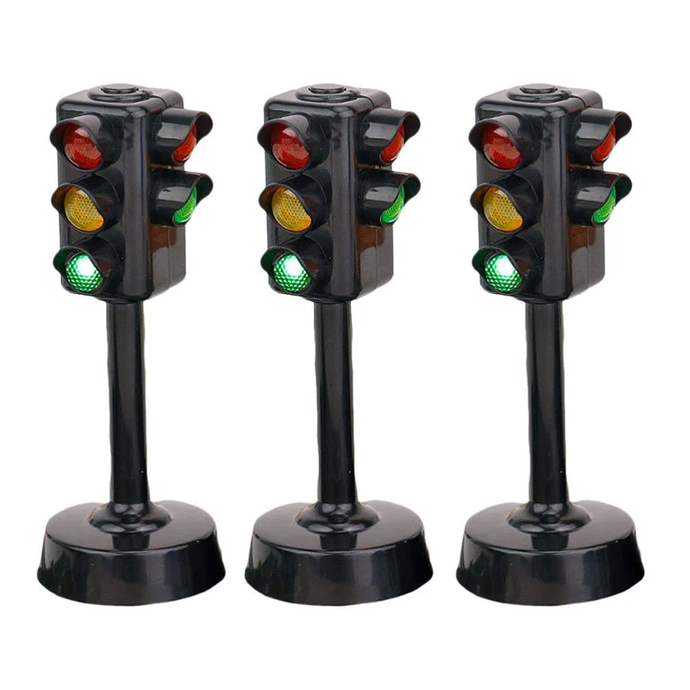 TOYANDONA Lot De 3 Jouets Feux De Signalisation Miniatures pour Enfants Modèles Éducatifs Précoces pour Apprentissage Sécurité Routière Jouets D'Éveil pour Jeux Intérieurs Et Extérieurs