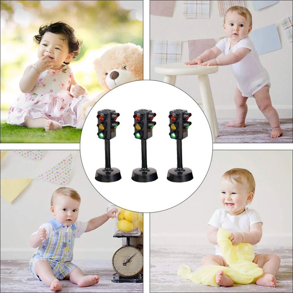 TOYANDONA Lot De 3 Jouets Feux De Signalisation Miniatures pour Enfants Modèles Éducatifs Précoces pour Apprentissage Sécurité Routière Jouets D'Éveil pour Jeux Intérieurs Et Extérieurs