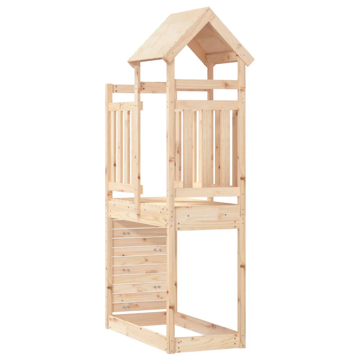 Tour de Jeu en Bois Marron 53 x 110,5 x 214 cm pour extérieur Jardin Cour Structure d'activités avec Toboggan balancoire cabane et Escalade pour Enfants Garcon Fille