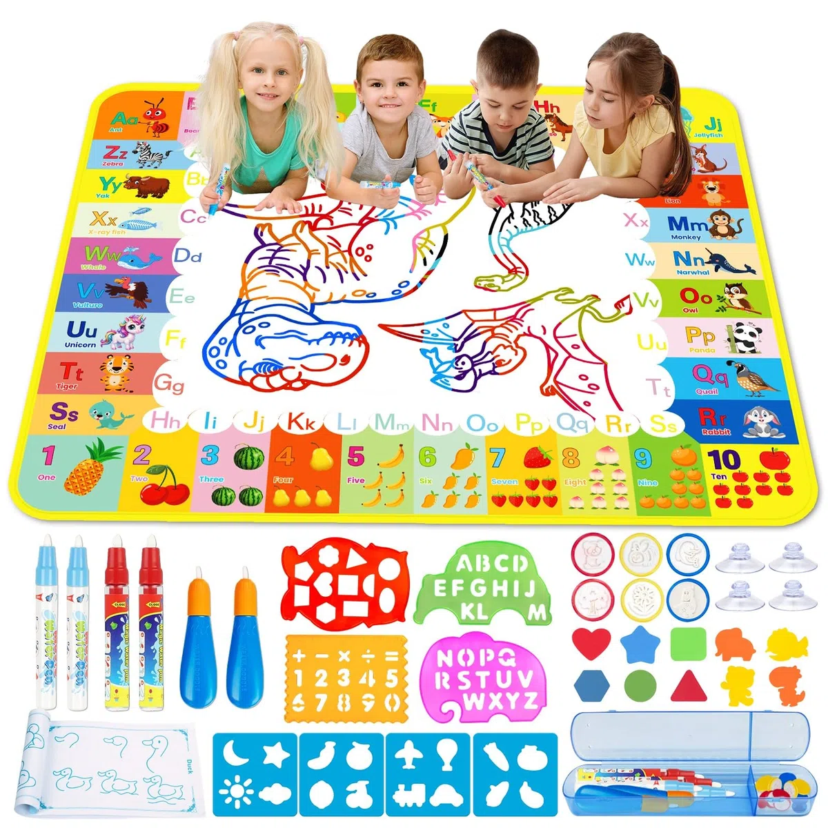 Cadeau Enfant 1 2 3 Ans, Tapis Dessin Eau 1 2 3 Ans Dessin Enfant Jouets Educatifs pour Enfants Coloriage Géant Tapis de Peinture