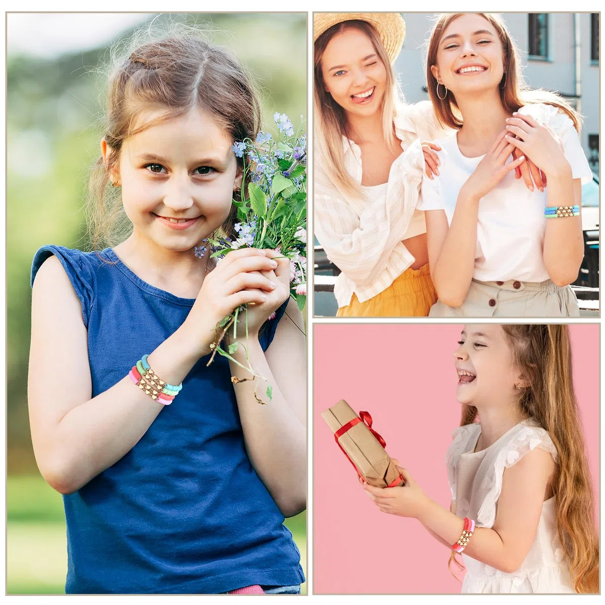 Ensemble de bracelets d'amitié colorés pour femme avec perles en argile