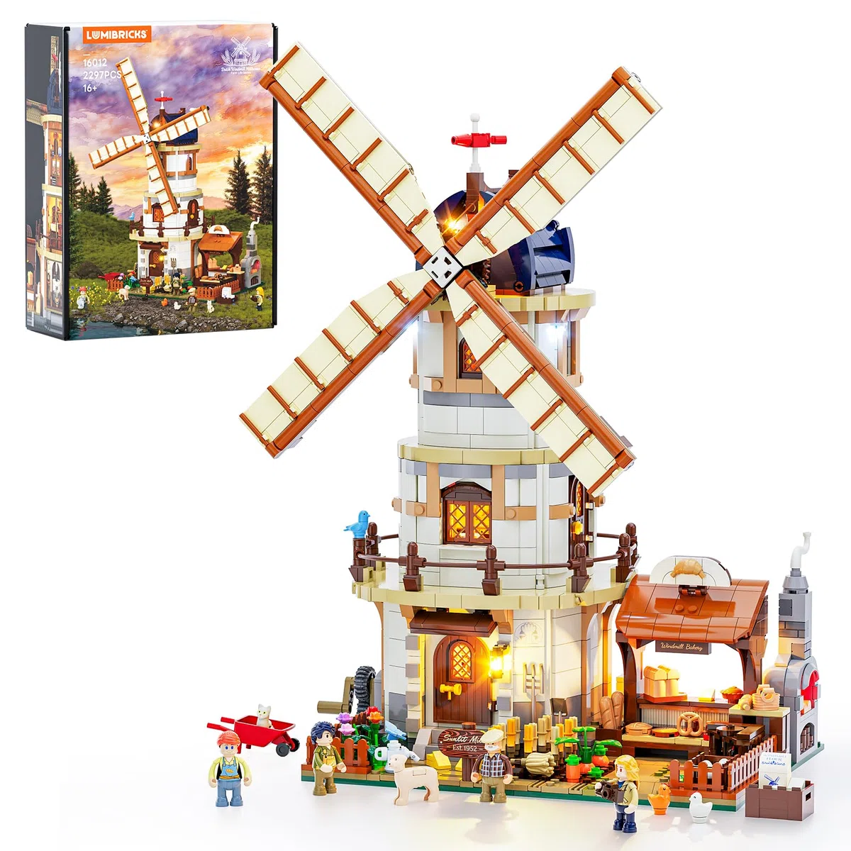 Lumibricks Farm Life Moulin Hollandais Modulaire avec Éclairage LED