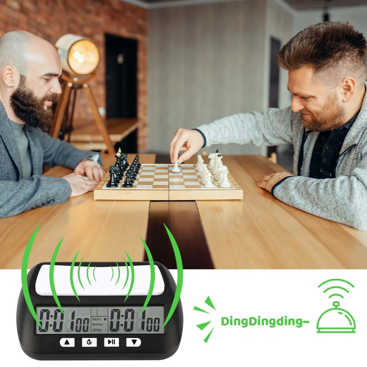 Mkitnvy D'échecs Horloge D'échecs Numérique Professionnelle avec Alarme Portable avec Fonctions De Base, De Retard Et De Temps Positif pour Maison et Tournois