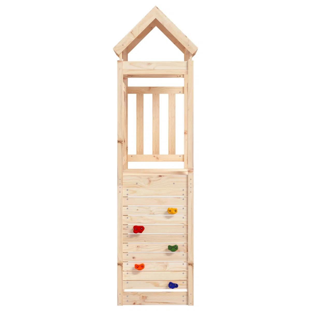 Tour de Jeu en Bois Marron 53 x 110,5 x 214 cm pour extérieur Jardin Cour Structure d'activités avec Toboggan balancoire cabane et Escalade pour Enfants Garcon Fille