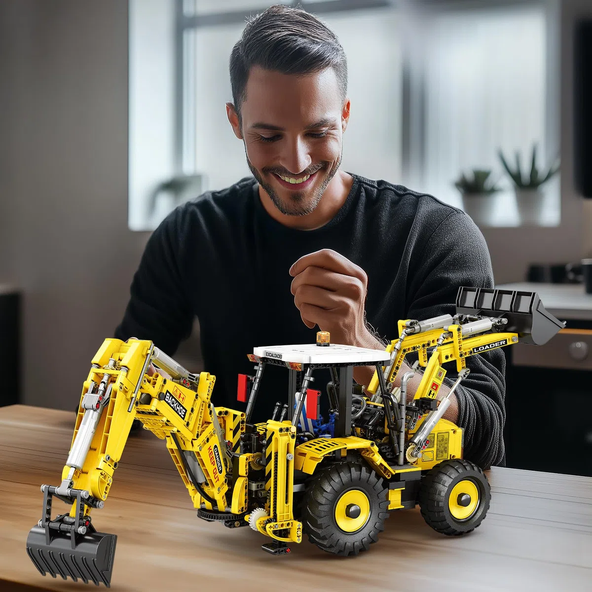 Reobrix Set de Construction Chargeuse Pelleteuse, 22018 Kit de Blocs de Construction 2 en 1 Excavatrice et Bulldozer télécommandé, Modèle de véhicule de Chantier de 2231 pièces Jouet de Construction