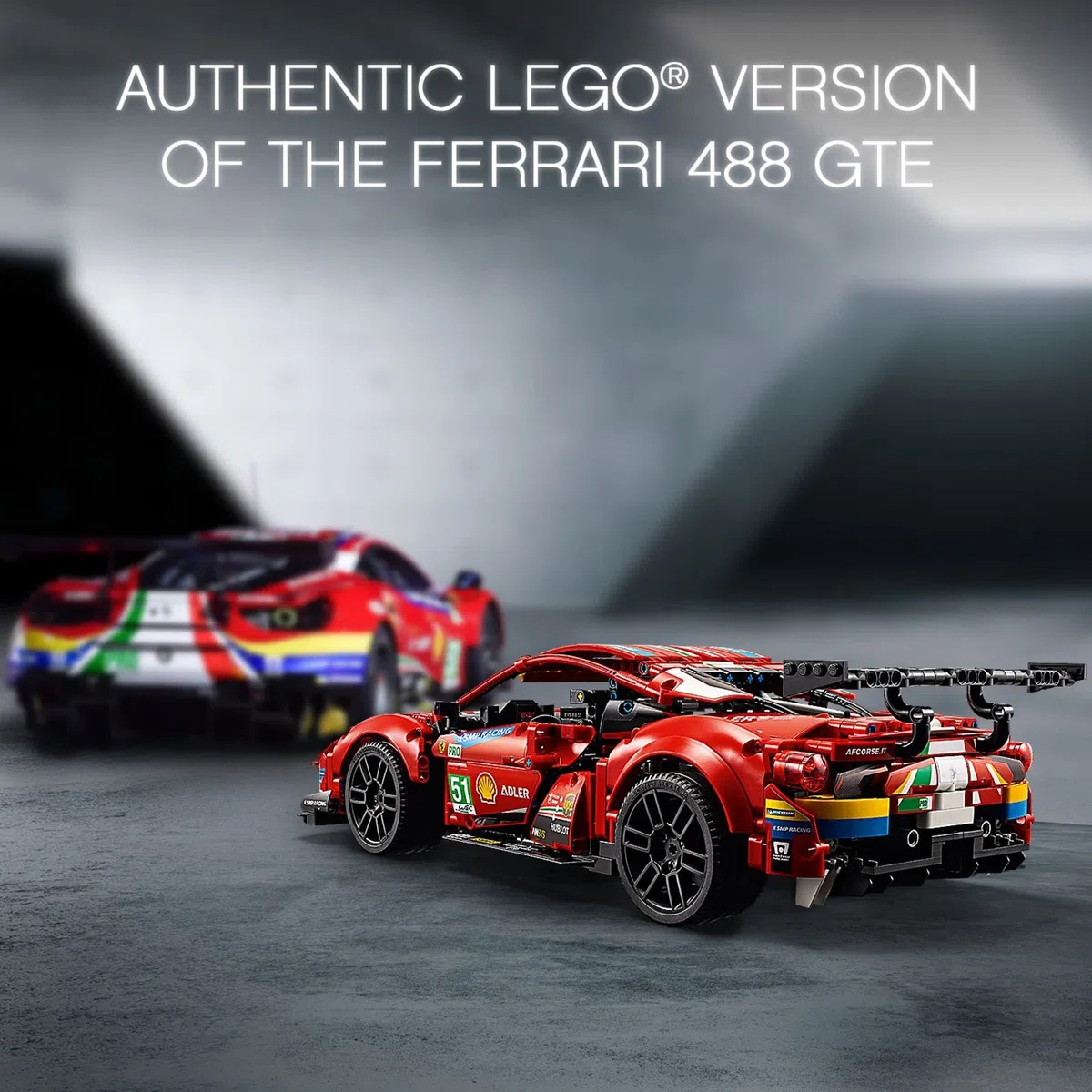 LEGO 42125 Technic Ferrari 488 GTE AF Corse #51: Maquette de Voiture de Course à Construire, Modèle pour Adultes et Fans de Courses, Collectionneurs de Voitures, Idée de Cadeau