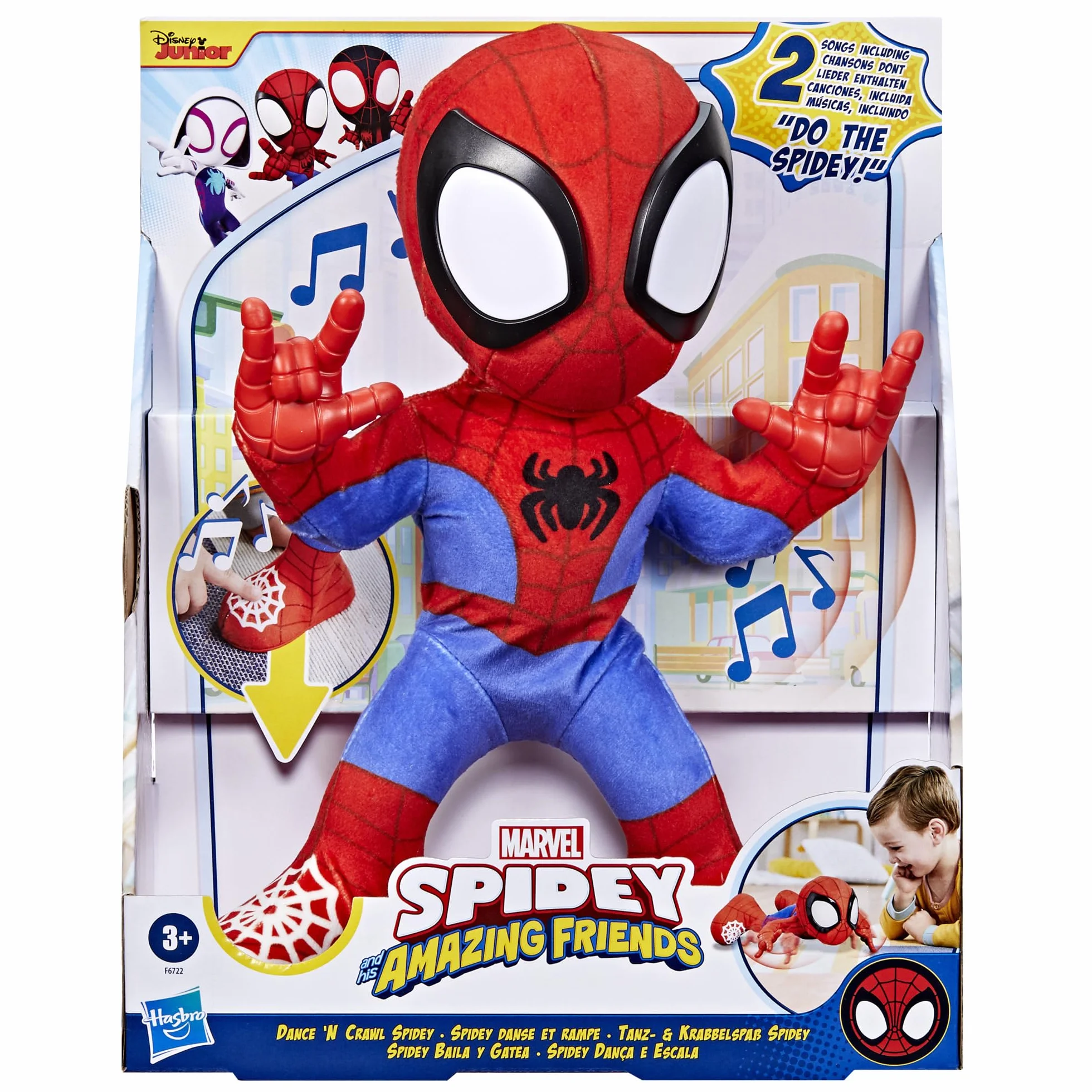 Hasbro Spidey et Ses Amis Extraordinaires, Spidey Danse et Rampe Peluche Interactive, Jouet Préscolaire pour Enfants Dès 3 Ans, Filles et Garçons, Version Anglaise
