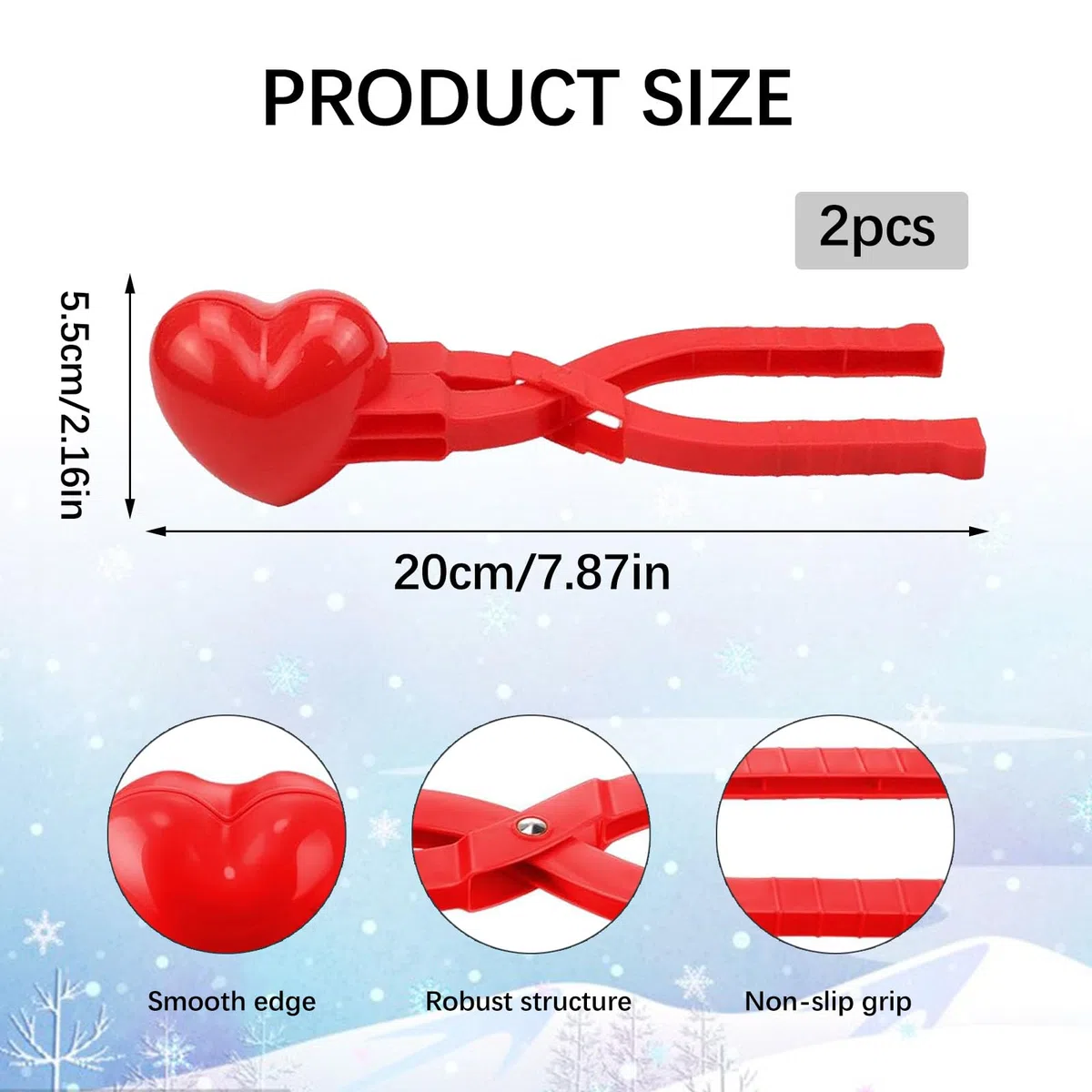 Pince Boule de Neige,Clip de Boule de Neige,2PC Moule Boule de Neige,Pince à Boule de Neige,Fabricant de Boule de Neige,Le Jouet Parfait pour la Neige et la Plage