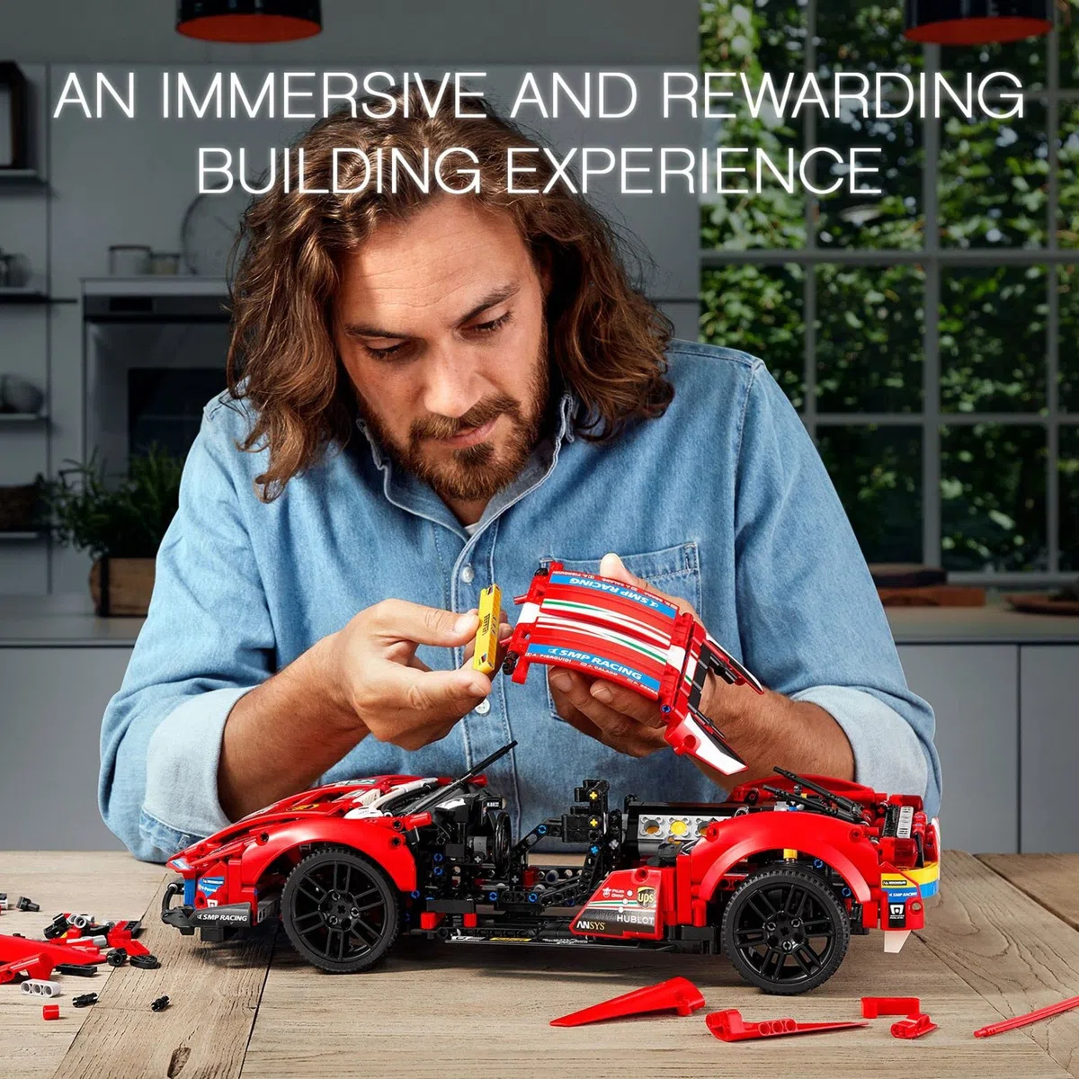 LEGO 42125 Technic Ferrari 488 GTE AF Corse #51: Maquette de Voiture de Course à Construire, Modèle pour Adultes et Fans de Courses, Collectionneurs de Voitures, Idée de Cadeau