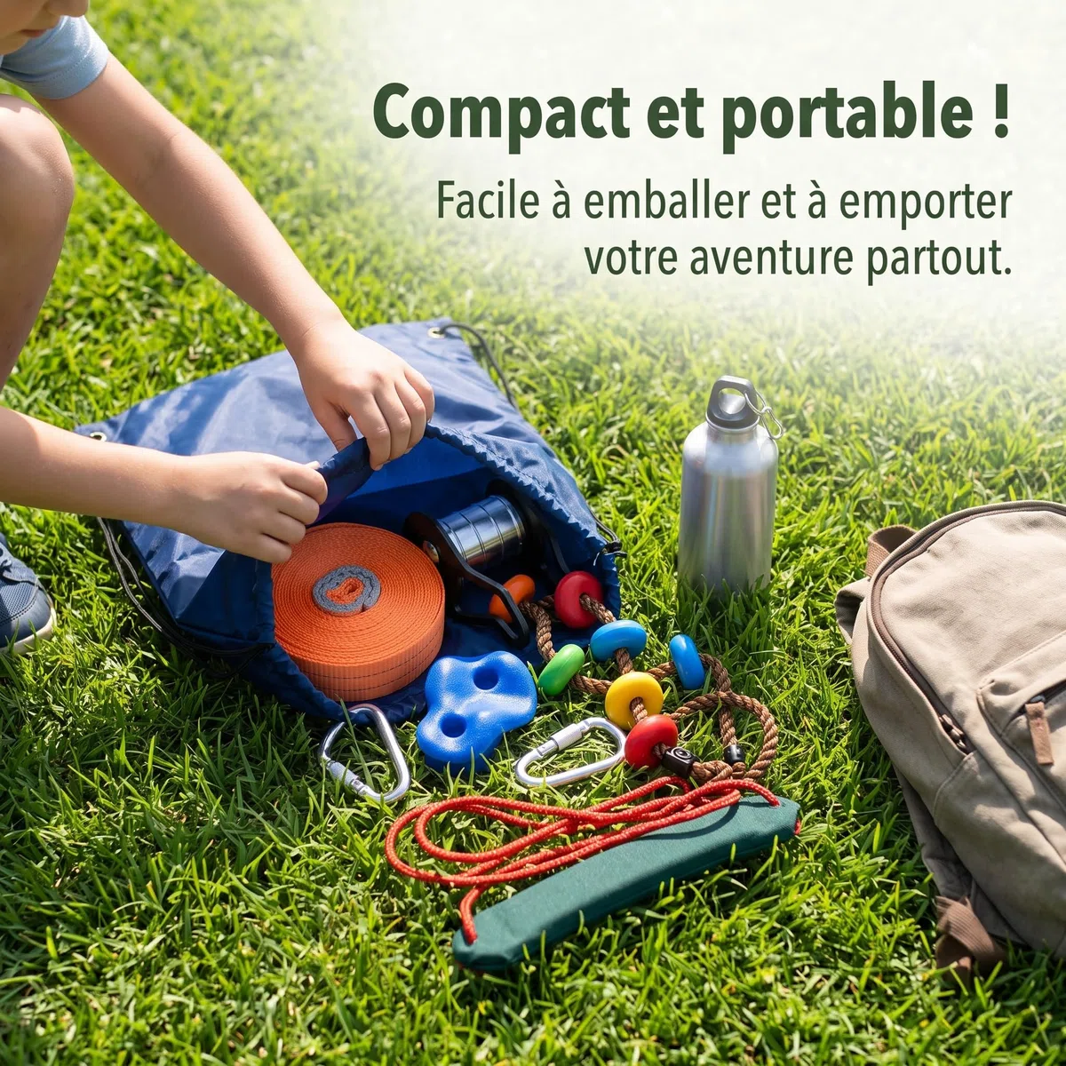 s d'obstles pour enfants, Kit slkline en nylon et métal, Jeu extérieur pour motricité