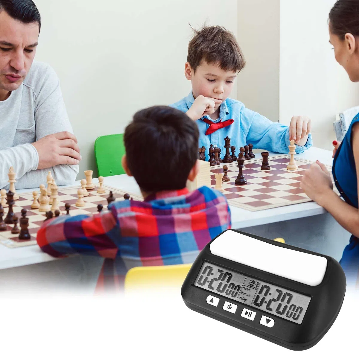 Mkitnvy D'échecs Horloge D'échecs Numérique Professionnelle avec Alarme Portable avec Fonctions De Base, De Retard Et De Temps Positif pour Maison et Tournois