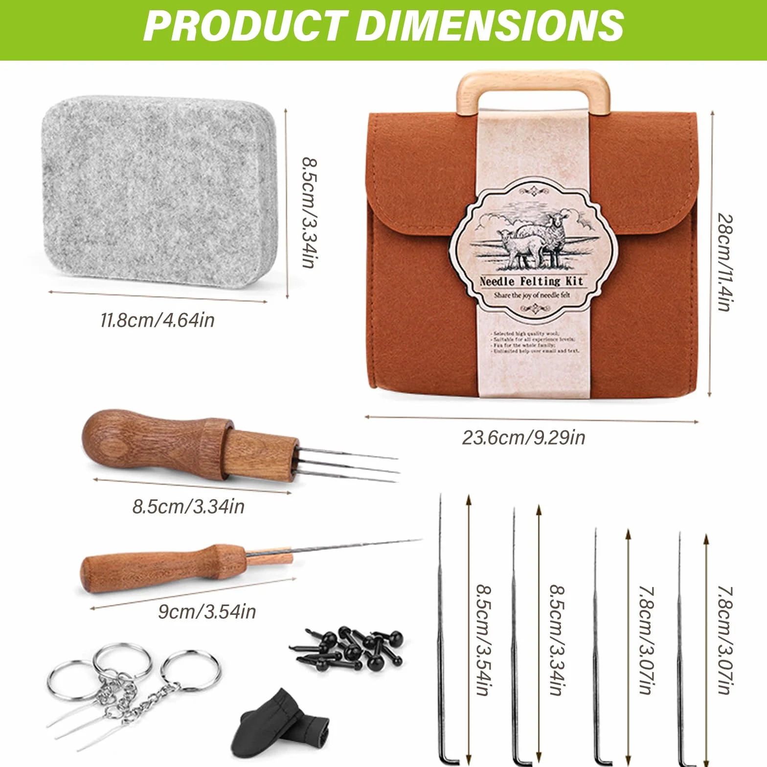 Kit de feutrage aiguilleté avec laine feutrée pour feutrage à sec en 24 couleurs, kit de démarrage pour débutants, aiguilles à feutrer, outils, boîte de rangement et instructions pour le bricolage