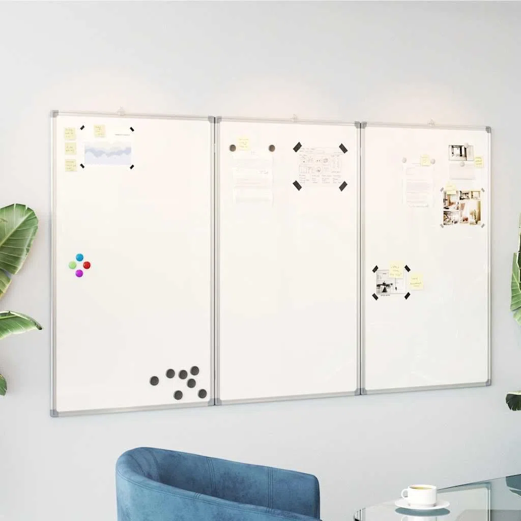 Tableau Blanc magnétique Pliable 180x80 cm Aluminium avec Cadre Robuste Support Mural pour Affichage, présentation, Bureau, école, Salle de réunion ou Exposition