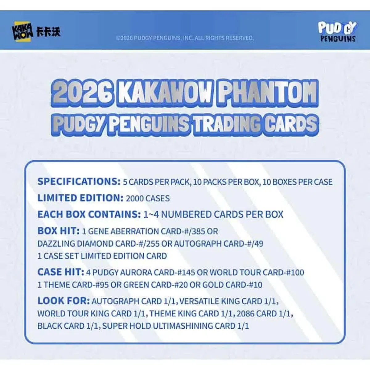 Kakawow Phantom Pudgy Penguins Boîte de cartes à collectionner 2026 (1 à 4 cartes numérotées par boîte)