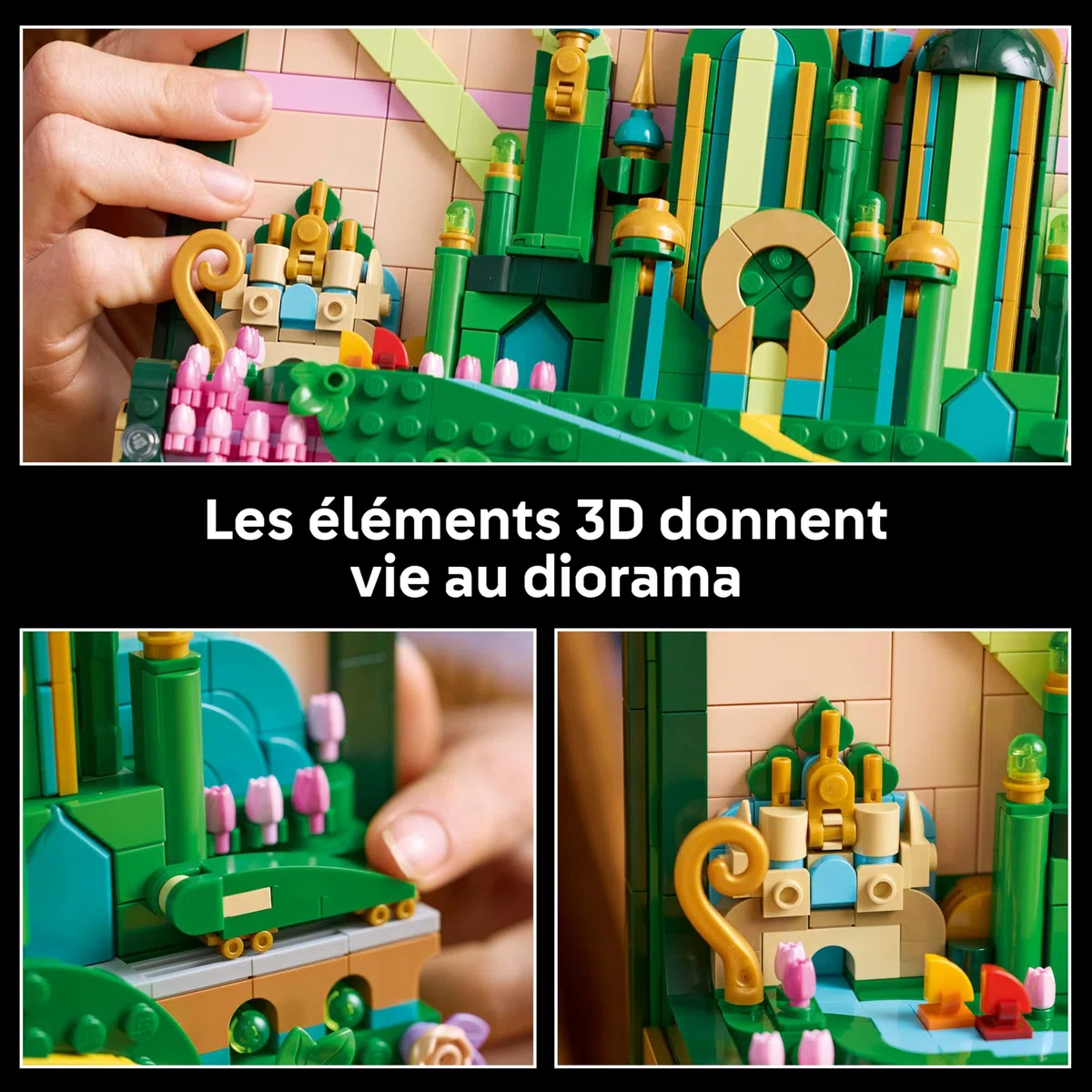 LEGO Wicked Tableau d’Emerald City - Art Mural - Set de Construction 3D pour Adulte - Maquette avec 6 Minifigurines & Figurine de Toto Le Chien - Décoration DIY - Cadeau pour Fans du Film 75685
