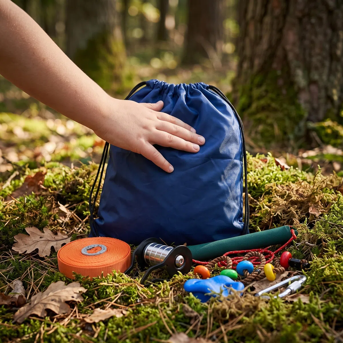 s d'obstles pour enfants, Kit slkline en nylon et métal, Jeu extérieur pour motricité